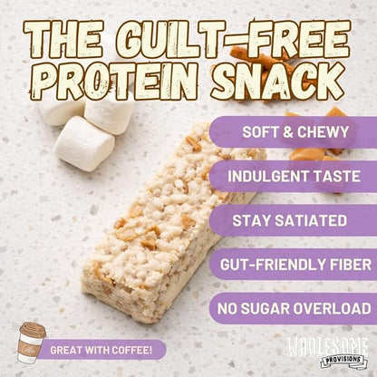 Protein Crispy Rice Treats, 15g Protein, 3g-7g Net Carbs, Low Carb, Fluffy, Soft, Chewy, Gluten Free, High Fiber, Keto-Friendly, No Aftertaste (Salted Toffee Crunch, 5 Pack)
