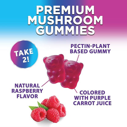 Mushroom Gummies Supplement 12 in 1 - High Grade Blend for Adults with Lions Mane, Reishi, Cordyceps, & Chaga Mushroom Complex Gummy, Memory & Immune Support & Nootropic Brain Supplements - 60 Gummies