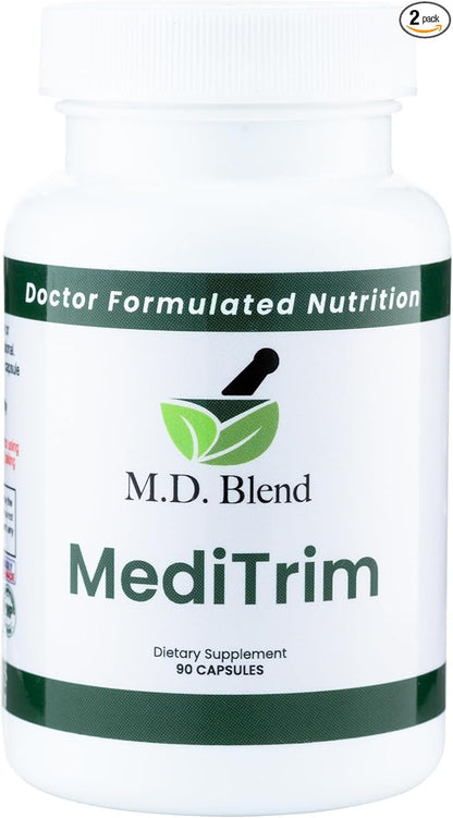 MediTrim Energy Supplements, Metabolism Booster, Supports Vitality, Satiety & Physique Goals, Smooth System Balance Green Coffee Bean, Apple Cider Vinegar, Hibiscus 180 Capsules (Pack of 2)