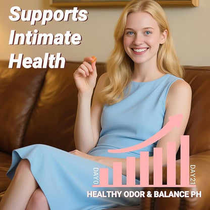 Feminine Balance Gummies - 0 Sugar Vaginal Probiotics for Women - Supports pH Balance & Odor Control - 60 Gummies (30 Days)
