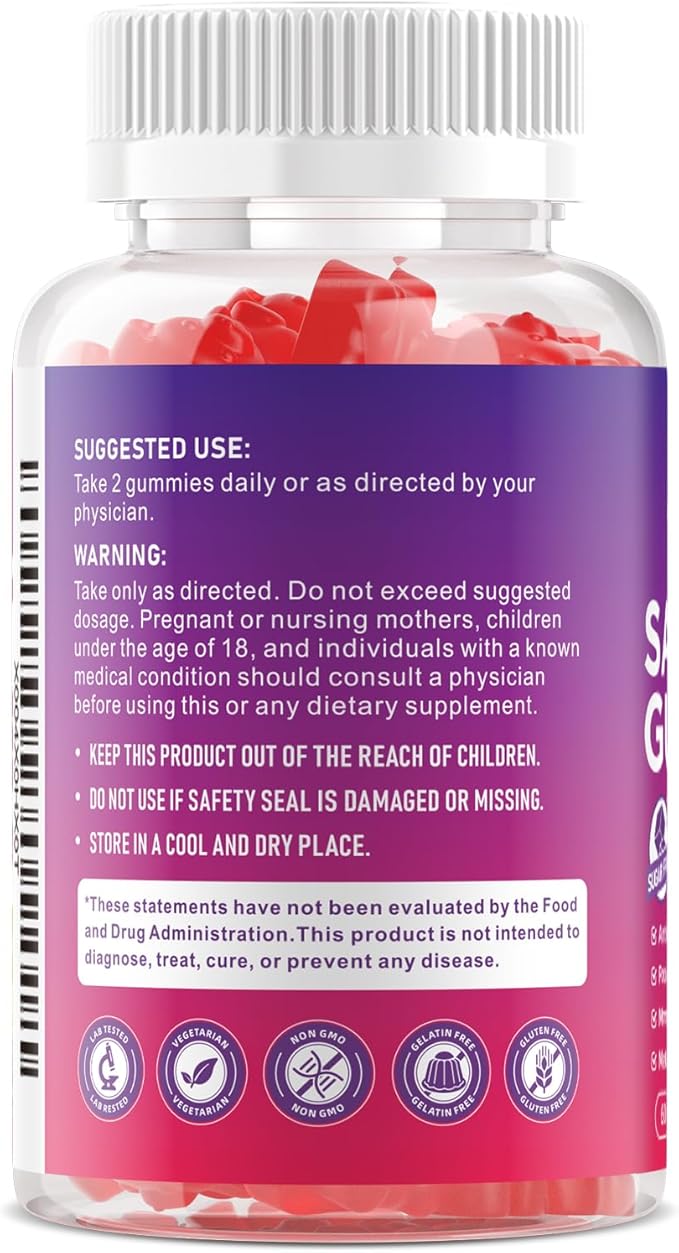 2 Pack Saffron Supplement Gummies, 10-in-1 Cortisol Supplement with Saffron 88.5mg, Magnesium, Rhodiola Rosea, Ashwagandha, L-Theanine, St. John's Wort, for Calm, Focus, Relaxation, 120 Count
