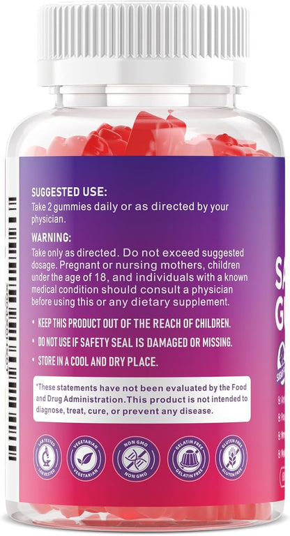 2 Pack Saffron Supplement Gummies, 10-in-1 Cortisol Supplement with Saffron 88.5mg, Magnesium, Rhodiola Rosea, Ashwagandha, L-Theanine, St. John's Wort, for Calm, Focus, Relaxation, 120 Count