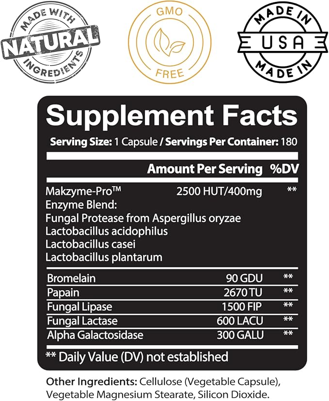 Kaya Naturals Digestive Enzymes with Prebiotics & Probiotics - Constipation & Bloating Relief - Weight Management Pills for Women & Men - Aids Immune Function - 180 Veggie Capsules