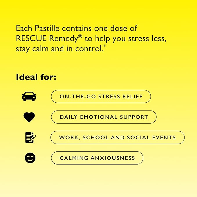 Bach RESCUE PASTILLES, Mixed Berry Flavor, Stress Relief Lozenges, Homeopathic, Flower Essences, 35 Count