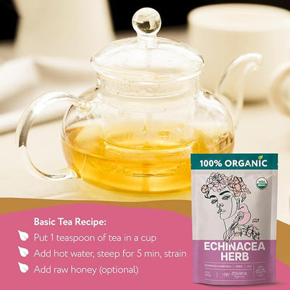 Organic Echinacea Herb (10oz.) – Echinacea Purpurea Tea Loose Leaf - Equinacea Organica - Body Defenses, Immune Support Tea