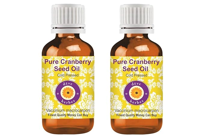 dève herbes Pure Cranberry Seed Oil (Vaccinium macrocarpon) Cold Pressed (Pack of Two) 100ml X 2 (6.76 oz)