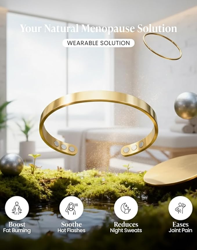 Kalm Bracelet Menopause: Your Natural Menopause Solution, Bracelet for Menopause Relief, Hot Flashes & Pain, Adjustable Bracelets for Women - Natural Hormonal Balance (Rose Gold)