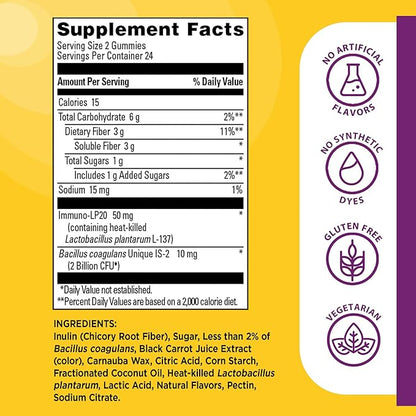 Nature Made Triple-Action Biotics, Gut and Immune Health Support, Digestive Probiotics for Women and Men, Prebiotic Fiber Gummies, 48 Gummies, 24 Day Supply