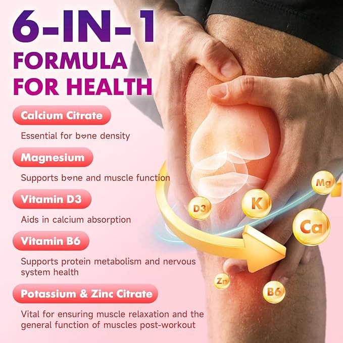 Calcium Citrate Gummies w/Vitamin D3, High Absorption Calcium Supplement for Women & Men, Plus Magnesium, Potassium, Zinc for Muscle & Immune Support, Sugar-Free, Raspberry Flavor, 60 Count