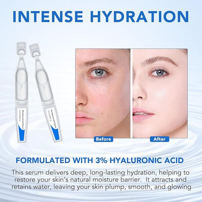 Hyaluronic Acid Serum for Face, 3% Hyaluronic Acid Serum Ultra-Hydrating Vials 30 pcs, Hydration & Moisture Facial Serum for Fine Lines & Wrinkles, Single-Use