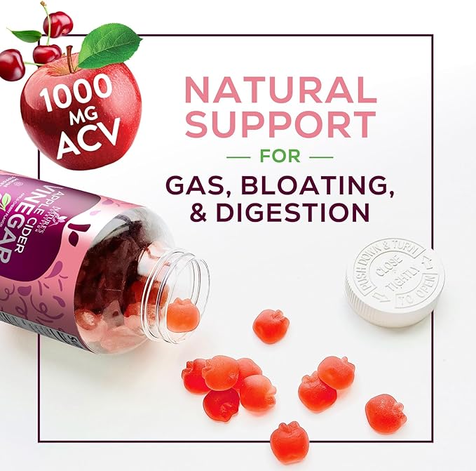 Apple Cider Vinegar Gummies 1000mg Per Serving - Sugar Free ACV Gummy Vitamins Supplement with Vitamin B12 for Energy - Keto Friendly Digestion, Detox, Cleanse Support, Vegan, Non-GMO - 120 Gummies