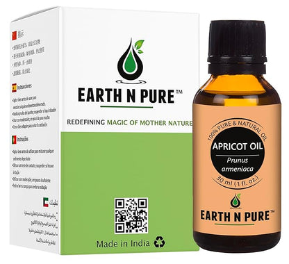 Earth N Pure Apricot Oil (Khumani Oil) Cold Pressed, Natural and Therapeutic Grade 30 ml