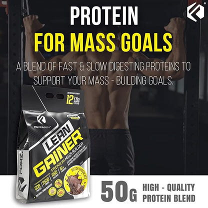 Forzagen Lean Gainer Premium Mass Builder | Mass Gainer Protein Powder for Men & Women | High Calorie Protein, Weight Gain, Bulk, Muscle Building Supplement | Dutch Chocolate, 12 lbs. (16+ Servings)