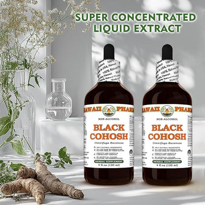 Black Cohosh (Cimicifuga Racemosa) Dry Root Glycerite, Made in Hawaii, Raw Materials, All Natural, Vegan, Lab Tested Alcohol-Free Liquid Extract - 32 fl.oz