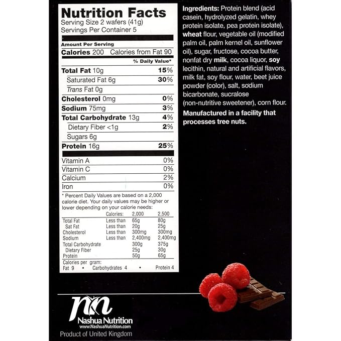 Proti-Thin High Protein Raspberry Wafer Squares, 15g Protein, Low Calorie, Low Carb, Low Sugar, Aspartame Free, Diet Wafer Bars, Healthy Snack, 2 Wafers per Serving, 5 Count Box (6 Boxes - Save 10%)
