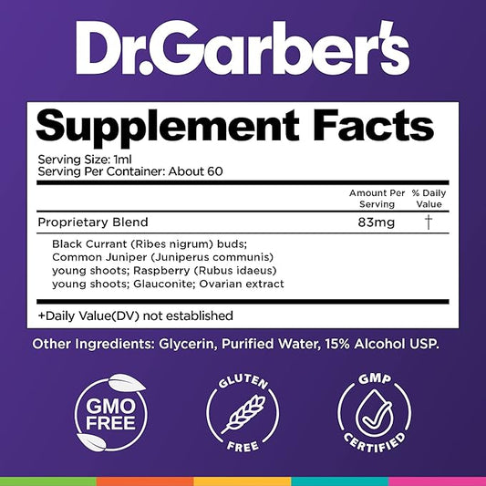 Dr. Garber's Natural Solutions Fem Cyle Oral Drops - Gemmotherapy Liquid Supplement to Balance Hormones and Relieve PMS, PMDD, Hot Flashes, Menopause, and Menstrual Symptoms - 60ml