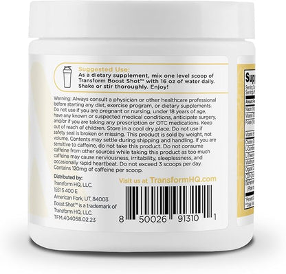 TransformHQ Energy & Focus Powder (Pina Colada) - Boost Shot Clean Energy Drink Mix - Sugar Free - Non-GMO, Gluten-Free - 28 Servings