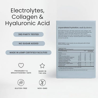 Perelel Hydration Powder, Electrolyte Supplement with Collagen & Hyaluronic Acid, Mango Lemonade Flavor, Soy & Gluten Free, Non GMO, No Added Sugar, 7 Servings