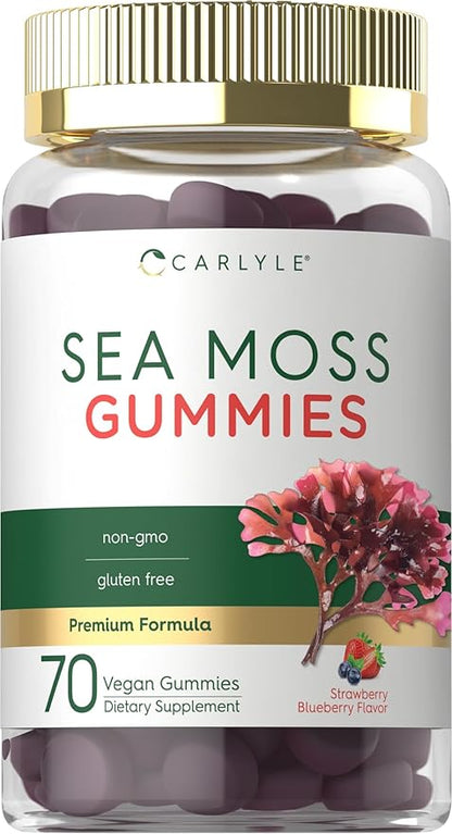 Carlyle Sea Moss Gummies | 70 Count | Strawberry Blueberry Flavor | Vegan, Non-GMO, Gluten Free Supplement
