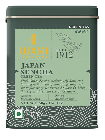 Luxmi Estates Japanese Sencha Green Tea 50g/1.76oz (25 Cups)|Authentic First Flush Sencha Loose Leaf|Mild Rich & Refreshing