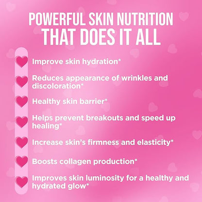 Skin Gummies for Women & Teens – Beauty Vitamin Gummy with Sea Moss, Multi Collagen Peptides, CoQ10, Retinol, Vegan Colostrum, L-Glutathione & Antioxidants for Hydrated, Clear, Acne Free, Glowing Skin
