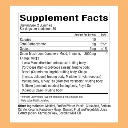 Plant People WonderDay Mushroom Gummies - Lion’s Mane, Cordyceps, Chaga Mushroom Supplement to Support Immune System De-Stress Boost Mood & Energy in Adults Natural, Vegan, Non-GMO (60 Count)