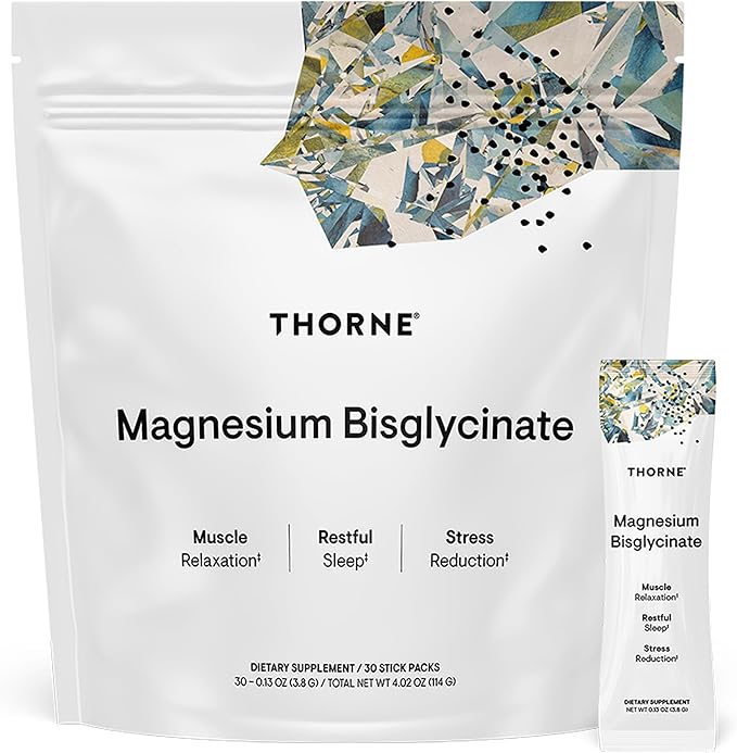 THORNE - Magnesium Bisglycinate - Powdered Magnesium Formula - Supports Restful Sleep, Muscle Relaxation, Heart Health & Metabolism* - NSF Certified for Sport - Gluten, Dairy & Soy-Free - 30 Servings