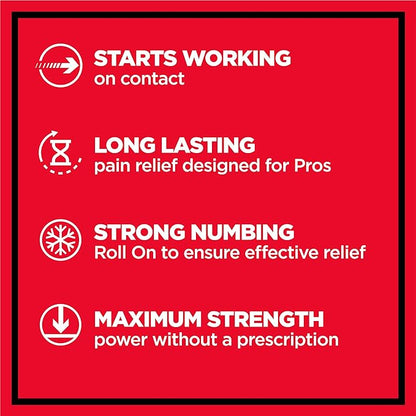 Absorbine Jr. PRO Maximum Strength Lidocaine Roll-On for Targeted Nerve and Muscle Pain Relief, 4% Lidocaine + 1.5% Phenol, Fast Acting & Long Lasting, 2.5 oz