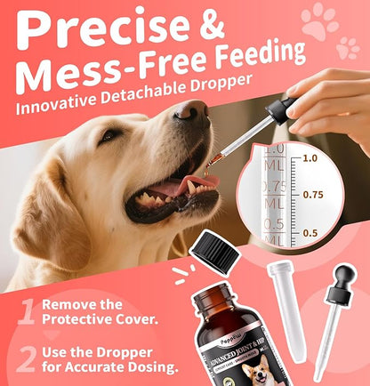 Joint Supplement for Dogs - 10 in 1 Hip and Joint Supplement Drops with Hyaluronic Acid, Liquid Glucosamine for Dogs with Chondroitin, MSM & Omega 3-2 FL.Oz - for All Breeds & Sizes