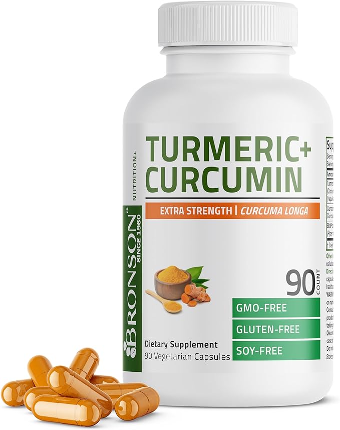 Bronson Turmeric Curcumin Extra Strength - Antioxidant, Joint & Digestion Support with BioPerine, Non-GMO, 90 Vegetarian Capsules