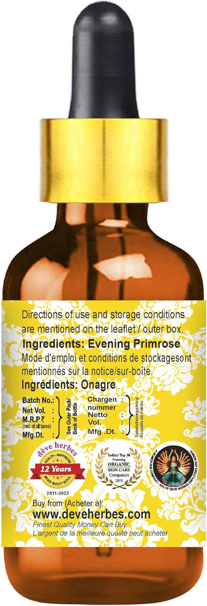 dève herbes Evening Primrose Oil (Oenothera biennis) with Glass Dropper | Cold Pressed | Pure | for Diluting Essential Oils | Skin & Massage | Non-Sticky | Lightweight | Unisex | 15ml (0.50 oz)