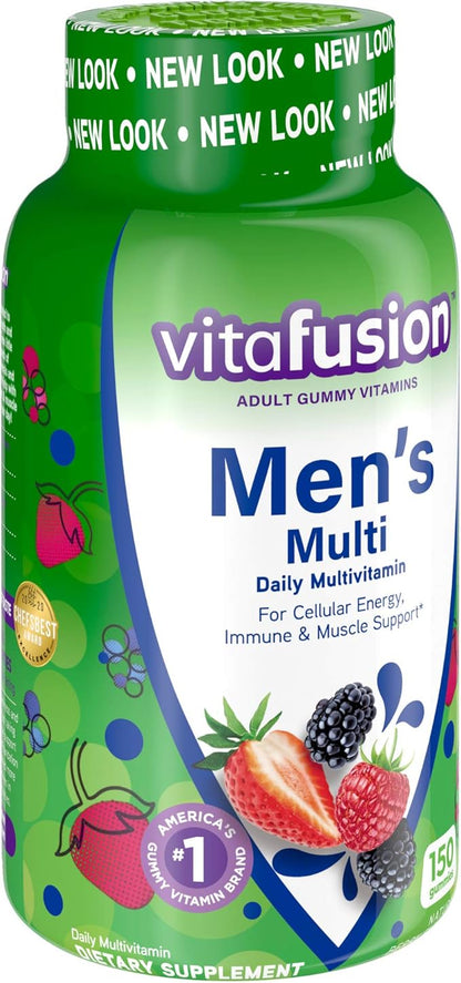 Vitafusion Men's Multivitamins | 150 Adult Gummies | with Vitamins A, B, C, D, E | Berry Flavor | Gluten Free Supplement