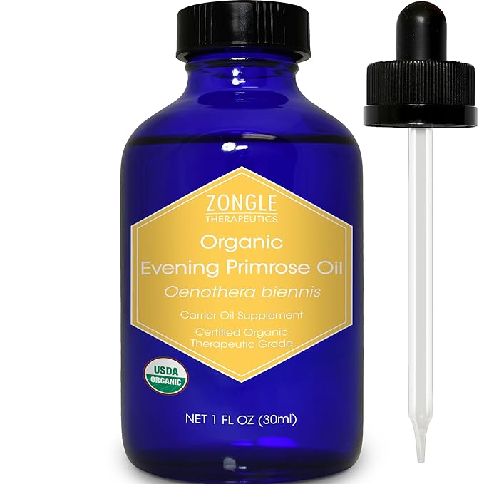 Zongle Therapeutics Organic, Evening Primrose Oil, Liquid – 100% Pure, Evening Primrose Oil, 4 OZ