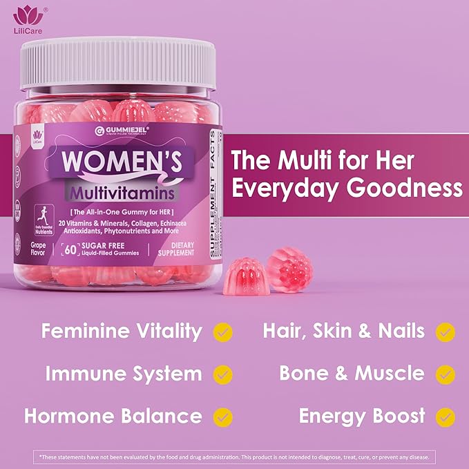 2 Pack - Womens Multivitamin Gummy, Methylated Multivitamin for Women, Biotin, Methylfolate, Iron, Collagen, Vitamins A C D, B Complex, Antioxidants for Women's Daily Support, Beauty, Immune, No Sugar