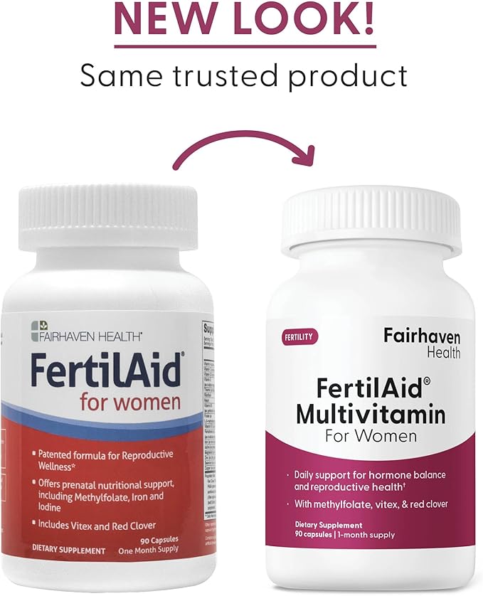 Fairhaven Health FertilAid for Women | Prenatal Vitamin Fertility Supplements for Women | Conception for Her with Vitex and Folate | Support Cycle Regularity and Ovulation* | 180 Capsules