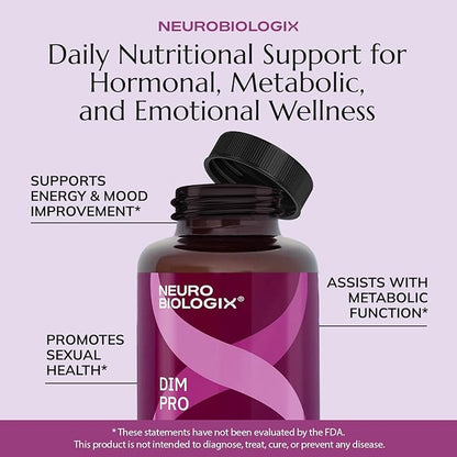 DIM Pro Hormone Support for Men & Women, Plant Based Estrogen Metabolism & Detox Supplement with DIM, Calcium D-Glucarate & BioPerine, Promotes Balance Energy & Daily Wellness, Vegetarian, 60 Capsules
