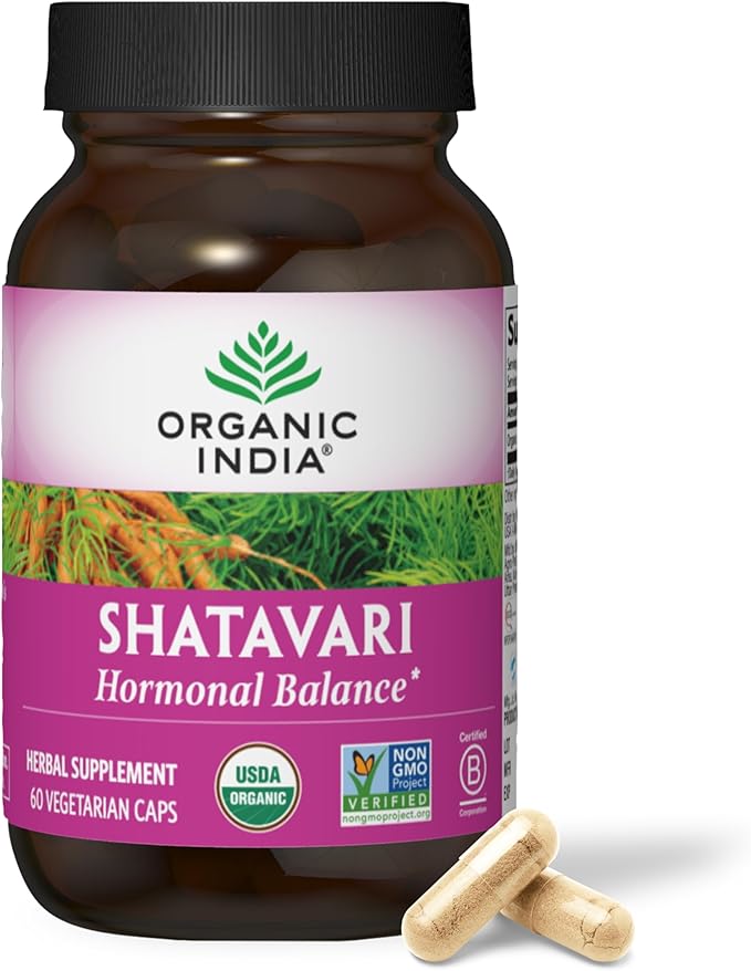 ORGANIC INDIA Shatavari Capsules - Herbal Supplement, Supports Hormonal Balance & Immune System, Vegan, Gluten-Free, USDA Organic, Supports Reproductive Health - 60 Capsules