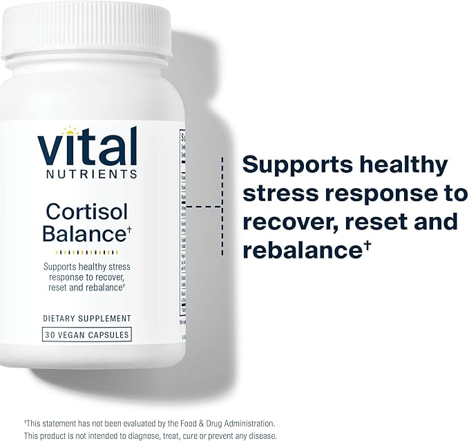 Vital Nutrients Cortisol Balance - Vegan Stress Relief Supplement - Cortisol Manager Supports Energy & Stress Levels - Ashwagandha & Magnesium for Relaxation - Gluten, Dairy, Soy Free - 30 Capsules