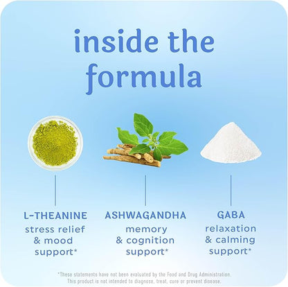 Calming Ashwagandha Gummies for Teens | Stress Relief Supplement with Theanine, GABA, Chamomile & Lemon Balm Calm Sleep Gummies | Natural Raspberry Flavor, Non-GMO, Third-Party Tested | 60 Ct