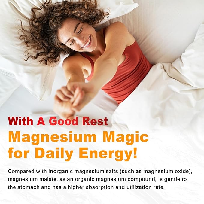 Magnesium Malate Gummies 1000mg, High Absorption Magnesium Supplements for Adults & Kids, with L-Theanine, CoQ10 & Vitamin B6, Support Energy Production, Muscle Function, Non-GMO, Vegan, 60 Ct