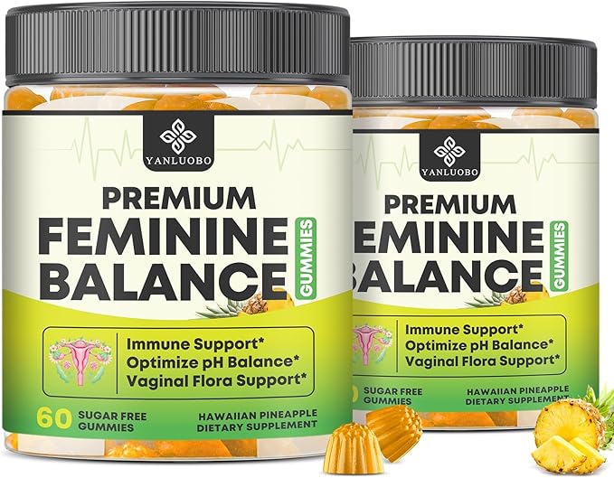 Feminine Balance Probiotic Gummies - Women's Vaginal Health Support | PH Balance & Odor, Flora, Immune Support | Probiotics for Women, Vegan Pineapple Flavor, 120 Count