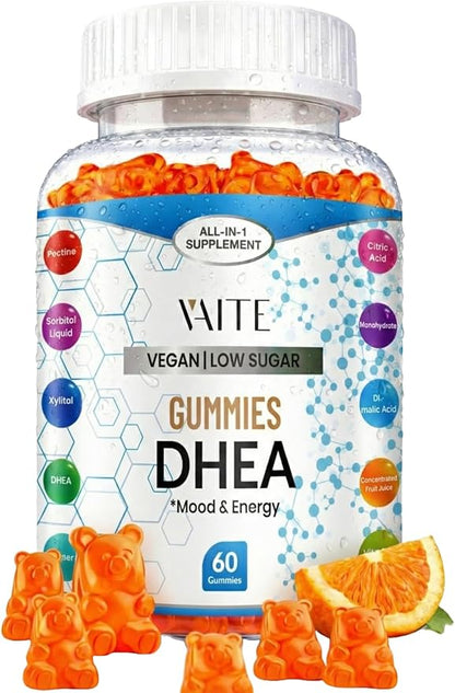 VAITE DHEA 50mg Gummies for Men and Women – Hormone Balance, Energy & Mood Support – Immune System Booster – Vegan, Gluten-Free, Non-GMO – Perimenopause & Menopause Supplement 60 Chews