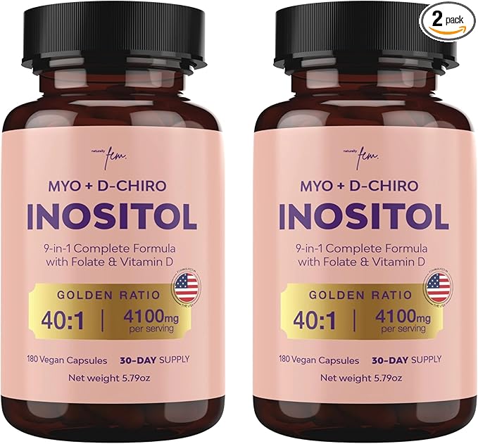 Premium Inositol Supplement Bundle - Myo-Inositol & D-Chiro Inositol Supplement for Women 4100mg (40:1 Ratio) – 9-in-1 Hormonal & Metabolic Support with Folate, Vitamin B6, B12, D3, Zinc & Chromium