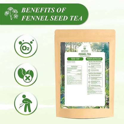 WT WEETEE Fennel Tea Bags 100 Count, 100% Natural & Pure Fennel Seeds Tea, Smooth & Sweet, No Sugar, Caffeine-Free