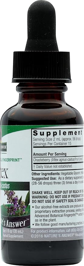 Nature's Answer Vitex Berry | Supports Healthy Female Hormonal Balance | Alcohol-Free, Gluten-Free, Kosher Certified & No Preservatives 1oz