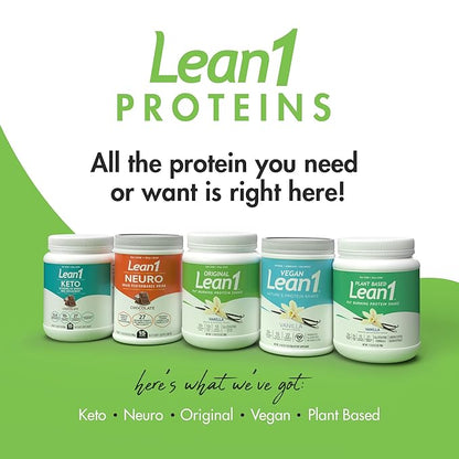 Lean1 Meal Replacement Protein Shake, Vanilla Flavor, 2-PACK of 15 Serving Tubs
