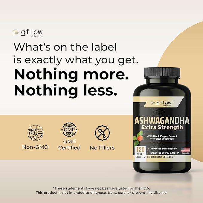 Ashwagandha Supplements for Women and Men | Sleep, Mood and Energy Support | Extra Strength, Vegan Friendly, Non-GMO, Made in USA