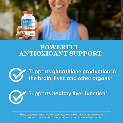 Doctor's Best Nac Detox Regulators with seleno excell, Non-GMO, Vegetarian, Gluten&Soy Free, 180 Veggie Caps, 180Count