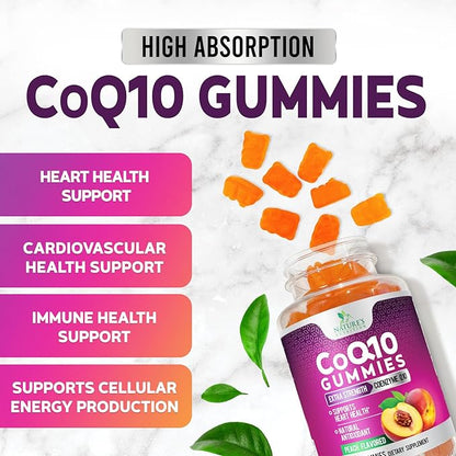 CoQ10 Gummies - Coenzyme Q10 100mg Per Serving - 3X Strength, High Absorption, Antioxidant Supplements for Heart Health Support & Energy Production, Ultra Coq 10 Vitamins Supplement - 30 Gummies
