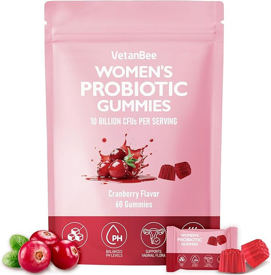 Women Probiotic Gummies for Women – Digestive & Feminine Balance Support, Gut Health, Debloat, with Prebiotics & Cranberry, Vegan, Gluten Free, Non-GMO – 60 Gummies